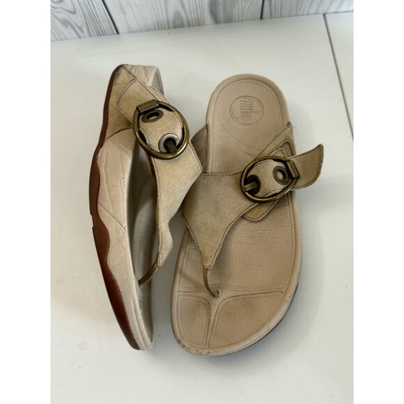 Fitflop Womens 9 Eu 41 The Skinny Thong Sandals Tan Platform Slip On (READ) - Picture 5 of 7